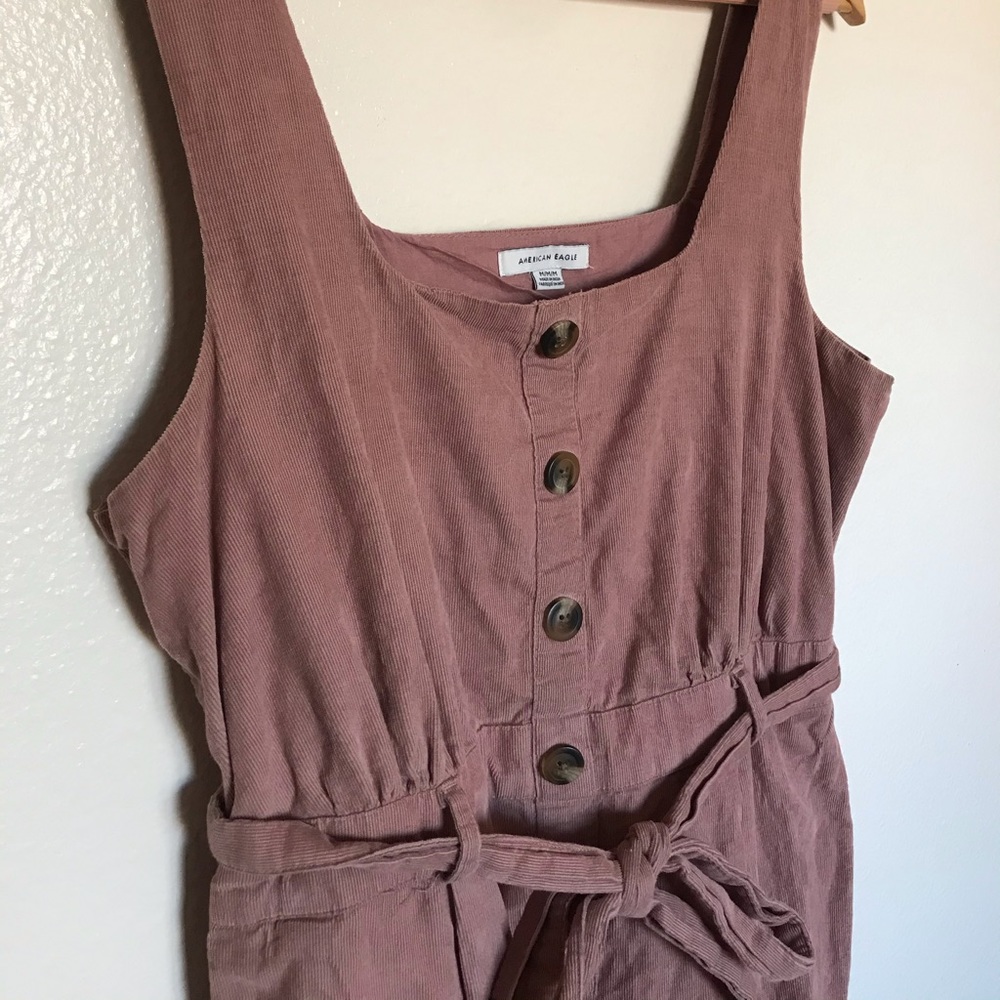American Eagle Pink Corduroy Jumpsuit